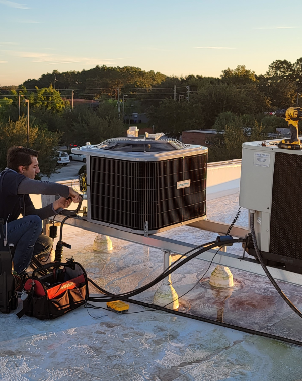 Man working on Hvac unit